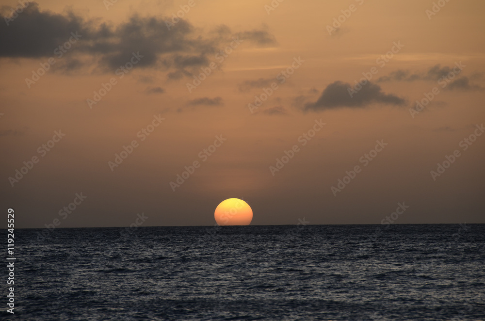 Sunset in Curacao island, Caribbean Sea