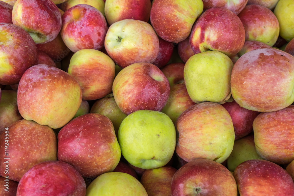 Green red new apples for sale at city market Green red new apples for sale at city market
