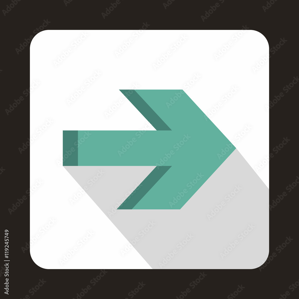 Right arrow on white background icon in flat style with long shadow Right arrow on white background icon in flat style with long shadow