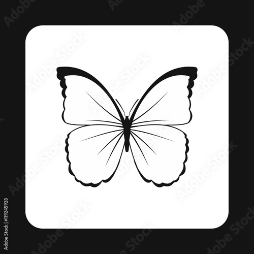 Insect butterfly with white and black wings icon in simple style isolated on white background. Fly symbol