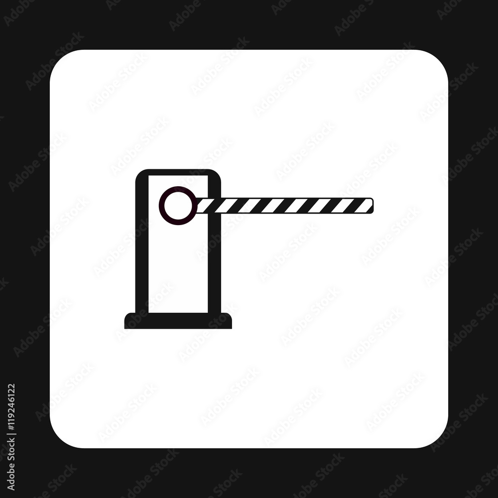 Gate in parking lot icon in simple style isolated on white background. Obstacle symbol Gate in parking lot icon in simple style isolated on white background. Obstacle symbol
