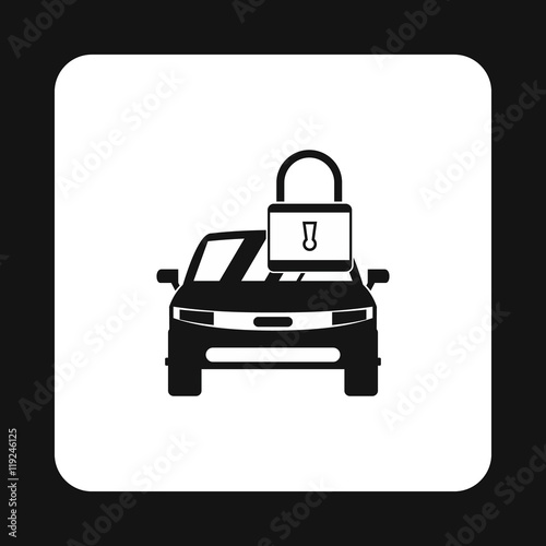 Car is under protection icon in simple style isolated on white background. Security symbol
