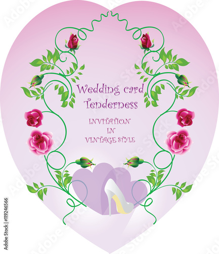 Wedding card Tenderness. Vector image of vintage style.Wedding card, web, banner, poster, flyer, brochure.