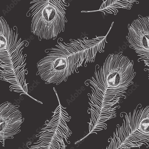 Seamless pattern with peacock feathers