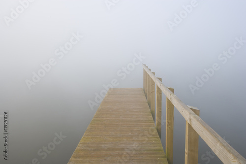 Jetty in the Mist, Llangorse Lake, Llangorse, Brecon Beacons, Wales, UK
 photo