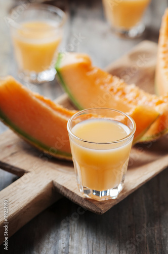 Sweet alcoholic liqueur with melon