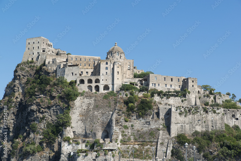 view of the Aragonese Castle of Ischia