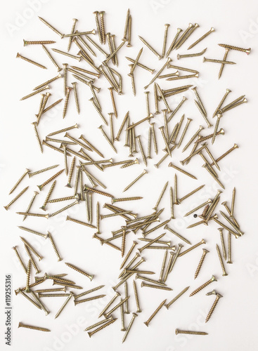 accessories for picture framing studio on a white background. screws
