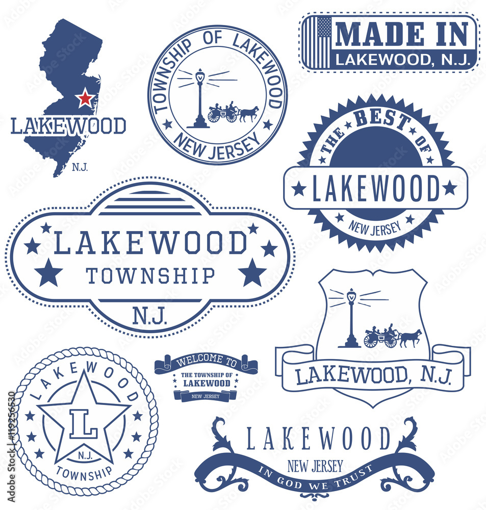 Fototapeta premium Lakewood township, NJ, generic stamps and signs