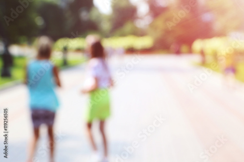 People in bokeh, blurred background