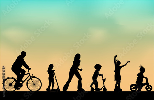 People outdoors vector background.