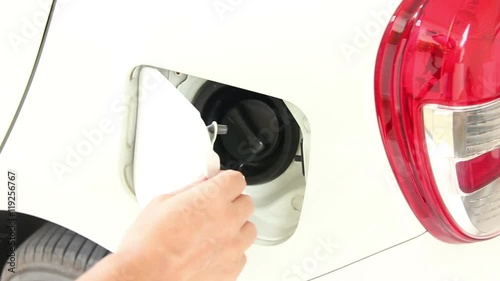 Asian Mans Hand Opening Car Gas Door And Cap Footage