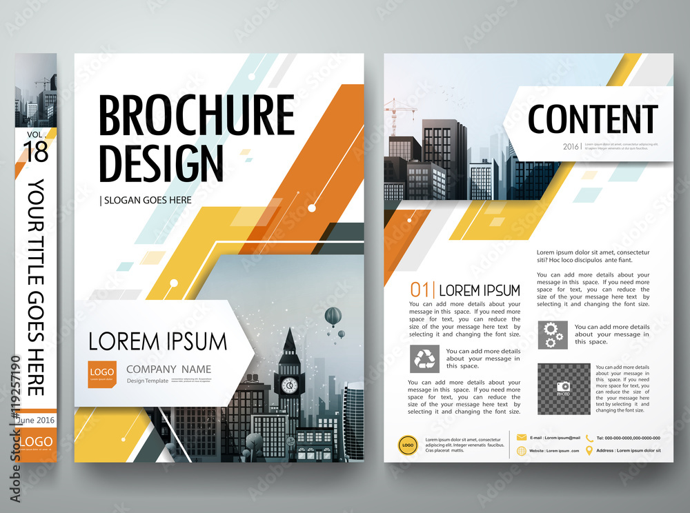 Brochure design template vector.City design on a4 portfolio layout