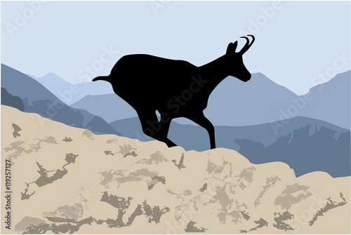 Silhouette of a mountain goat.