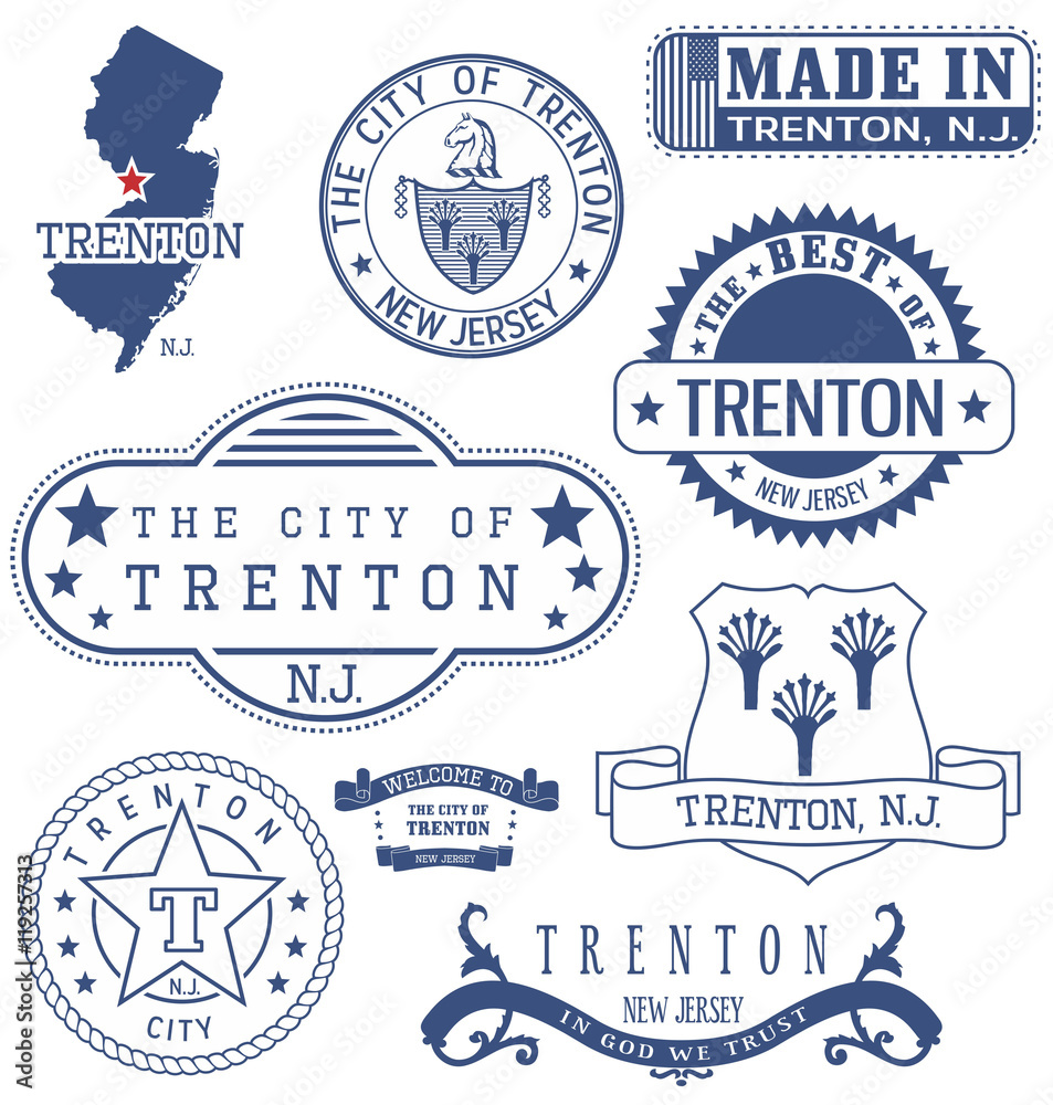 Trenton city, NJ, generic stamps and signs