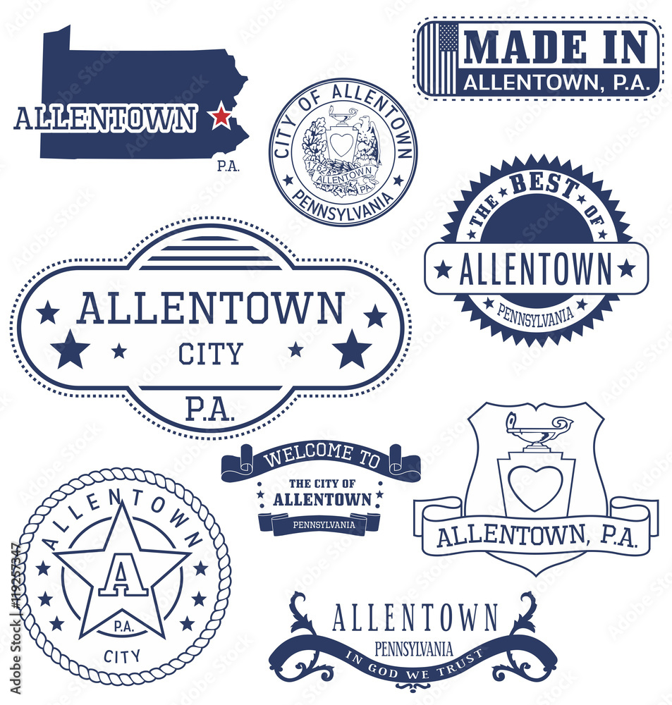 Allentown city, PA, generic stamps and signs