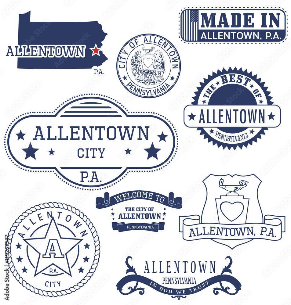 Fototapeta premium Allentown city, PA, generic stamps and signs