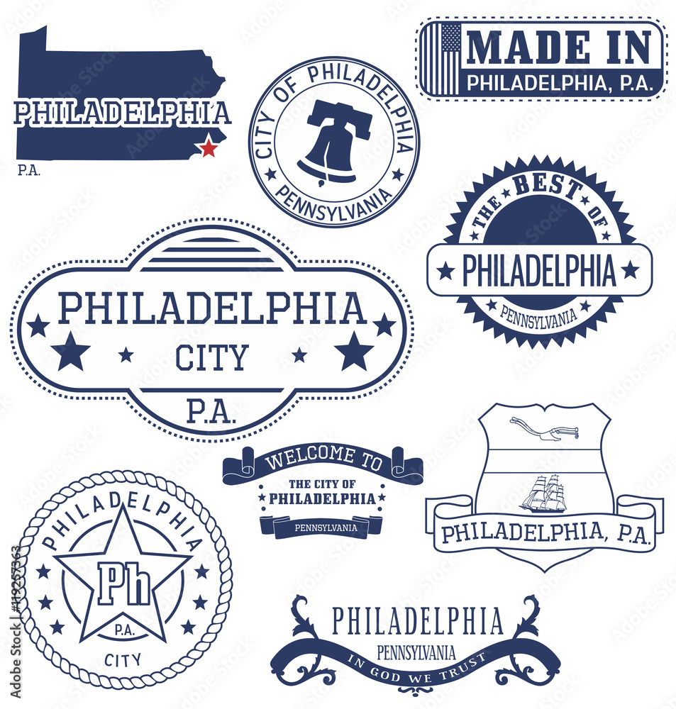 Philadelphia city, PA, generic stamps and signs Philadelphia city, PA, generic stamps and signs