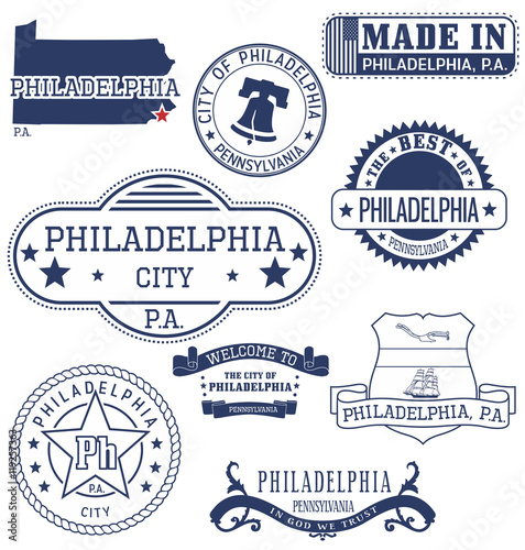 Philadelphia city, PA, generic stamps and signs