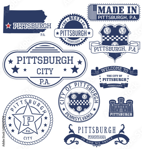 Pittsburgh city, PA, generic stamps and signs