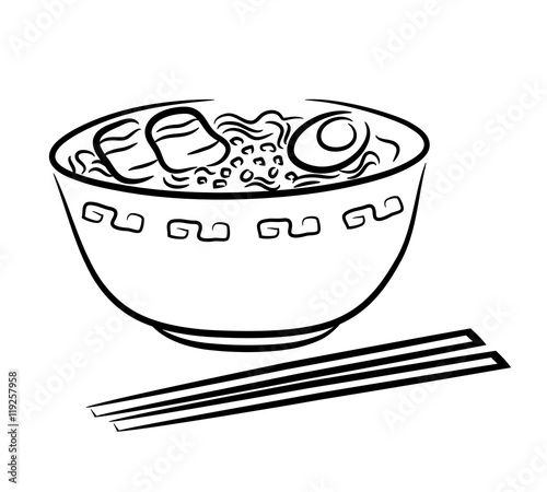 Ramen Noodle. A hand drawn vector illustration of a Japanese ramen noodle.
