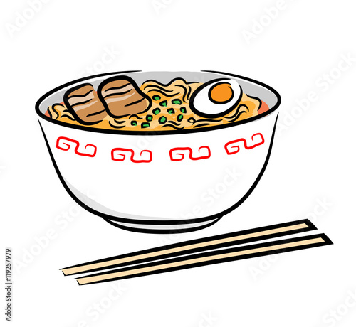 Ramen Noodle. A hand drawn vector illustration of a Japanese ramen noodle.