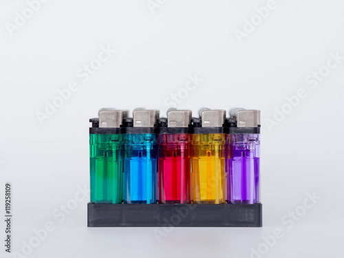 Colored lighters isolated on the white background. 