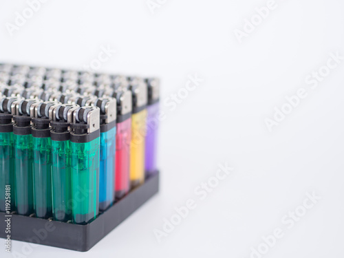 Colored lighters isolated on the white background.  