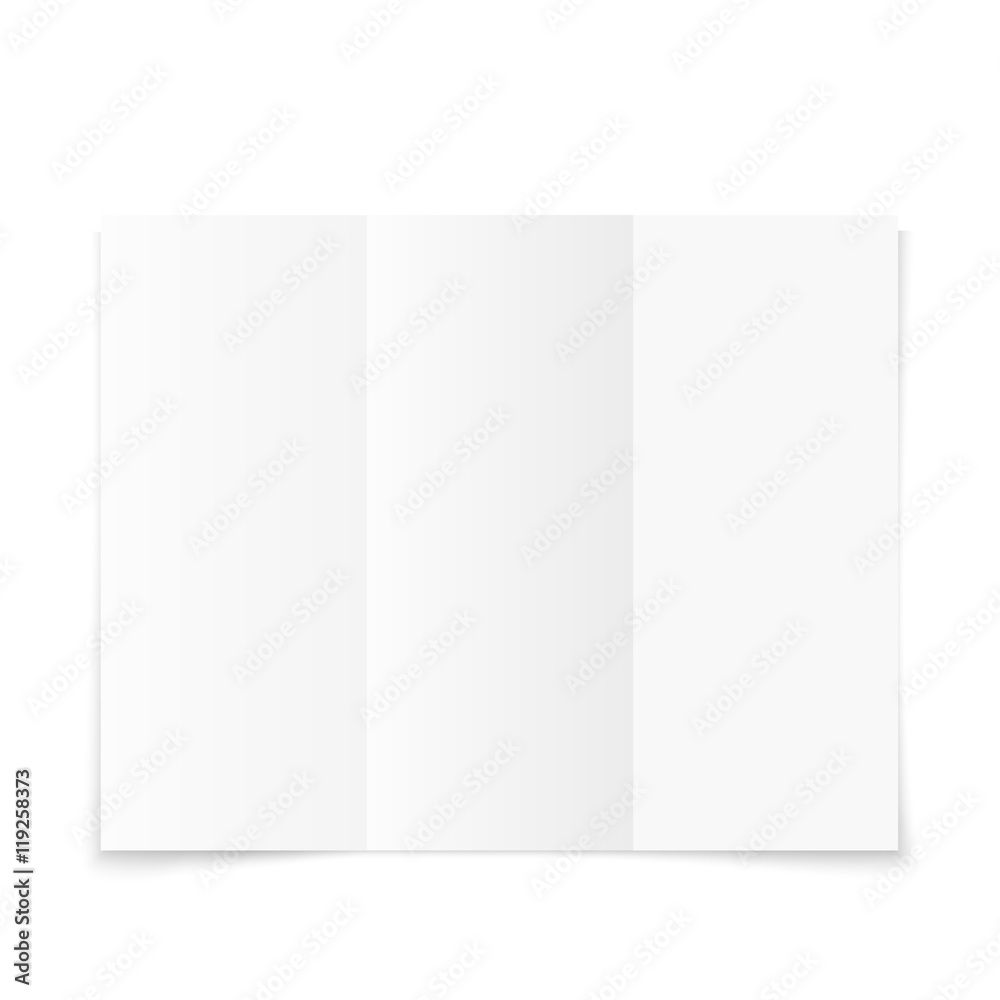 Blank white tri-fold paper brochure with shadow Blank white tri-fold paper brochure with shadow