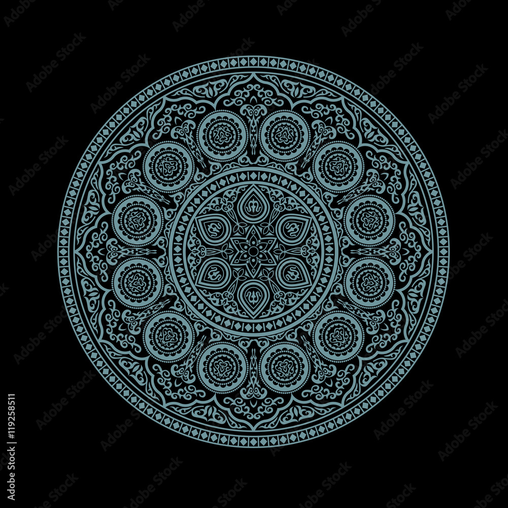Delicate blue Mandala - Round Ornament Pattern