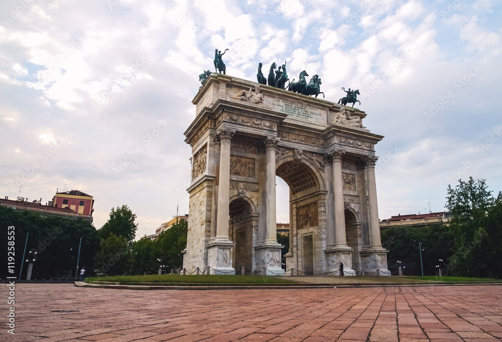 Classical Arch and People in a square