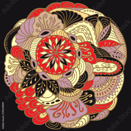 stock vector abstract  pattern with flowers and waves. hand draw
