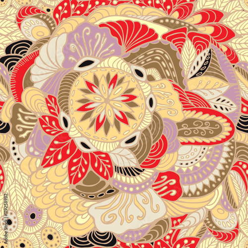 stock vector abstract seamless  pattern with flowers and waves.