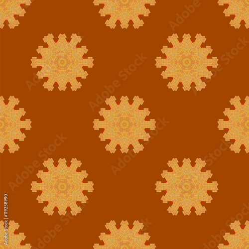 Red Brick Seamless Ornament Isolated on Orange Background photo