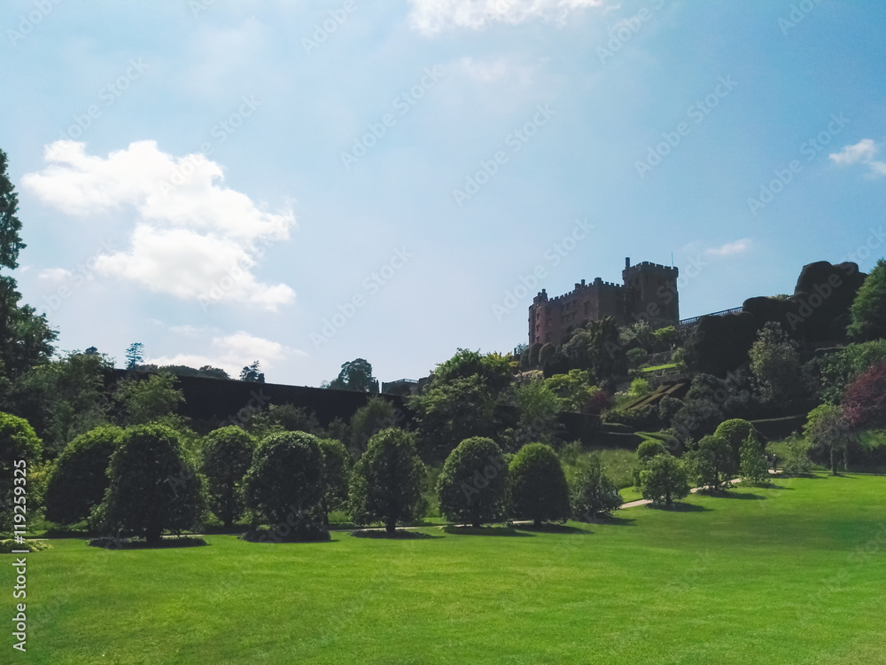 View of a welsh castle and Gardens