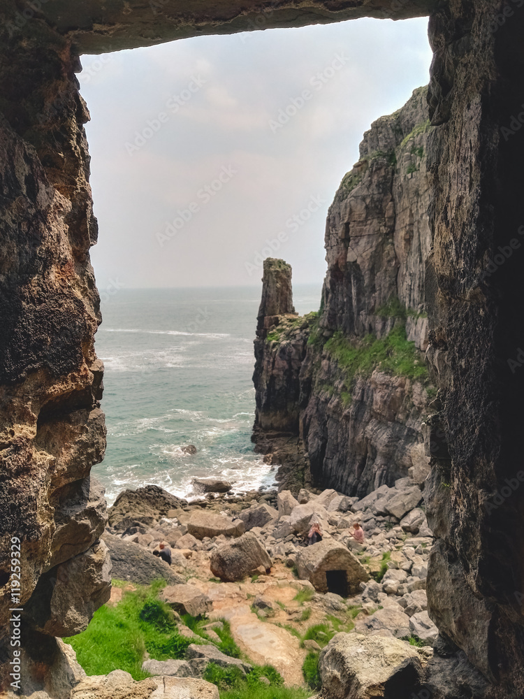 View of the rocky coast in St. Govan's Head