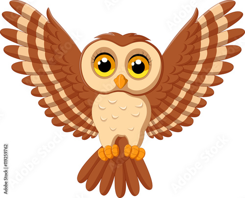 Cute owl cartoon flying

