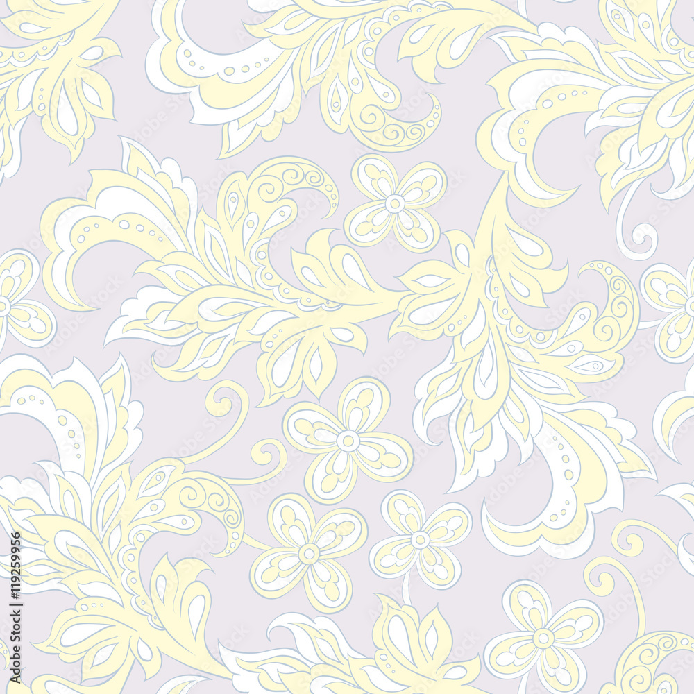 vintage flowers seamless pattern. Ethnic floral vector background