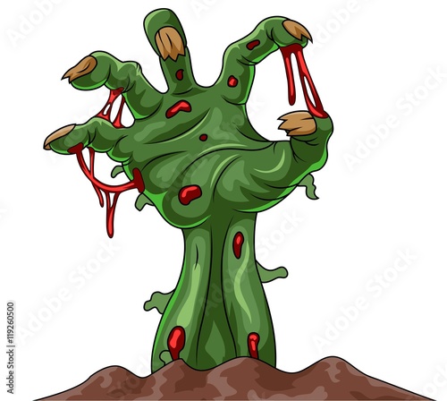 Cartoon zombie hand out of the ground