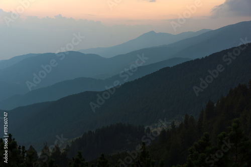 Sunset Landscape of nothen part of Pirin mountain near Sinanitsa peak, Bulgaria