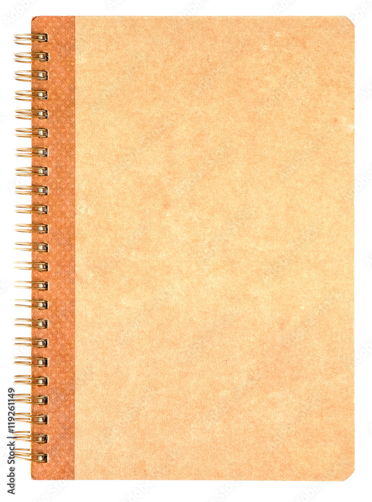Brown notebook paper on white background. Brown notebook paper on white background.