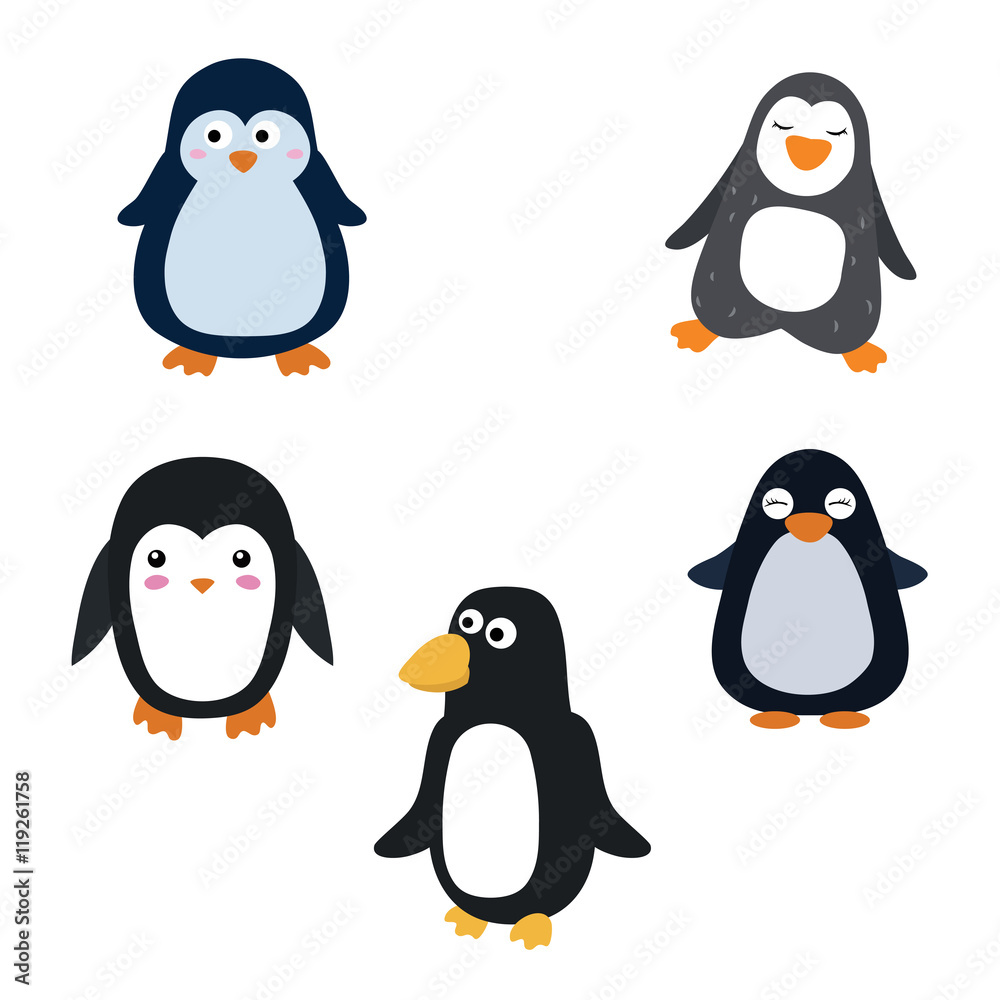 Fototapeta premium Set of cartoon penguins