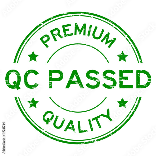 Grunge green premium quality and QC pass rubber stamp