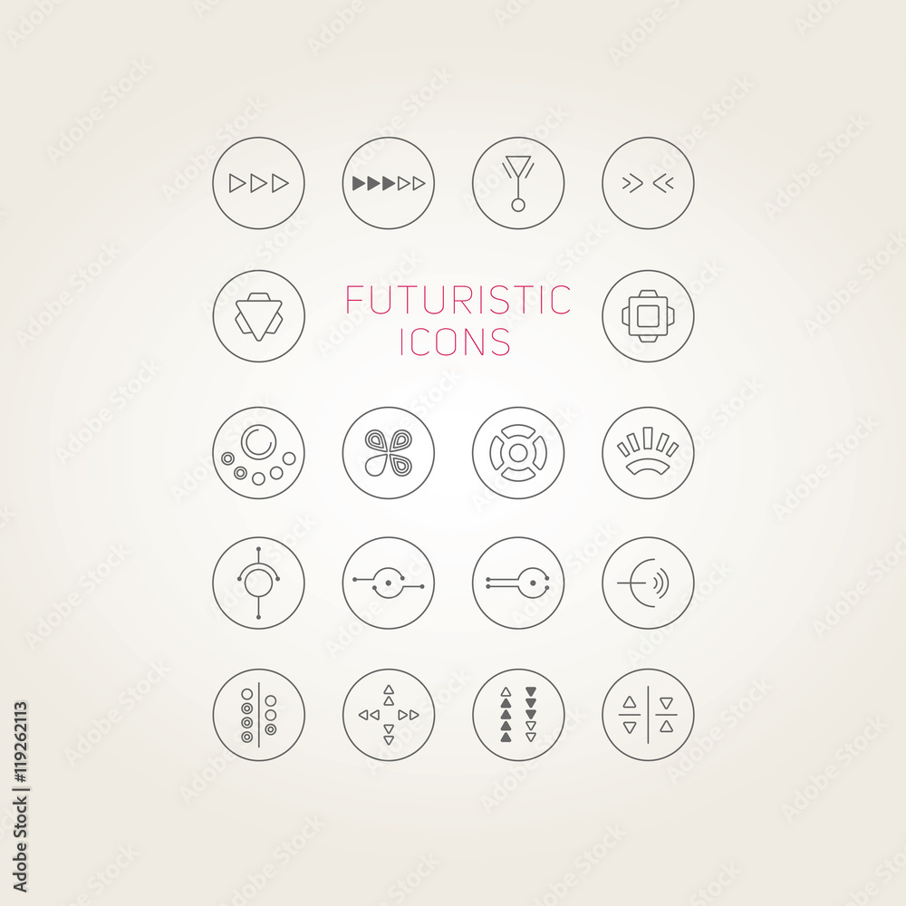 Collection of abstract vector futuristic icons. Collection of abstract vector futuristic icons.
