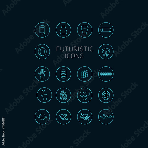 Collection of abstract vector futuristic icons.