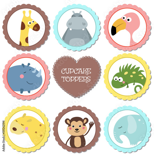 Set of tags with animals theme.