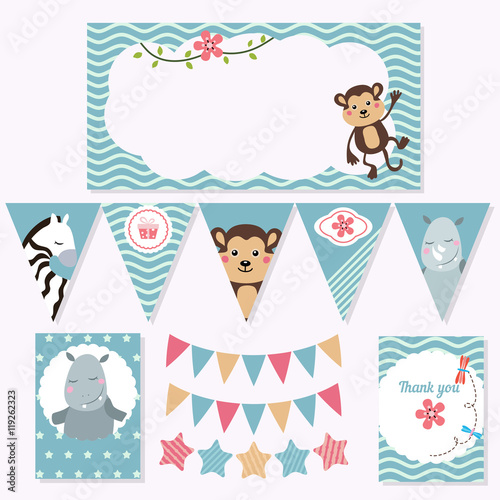 Set of birthday party elements