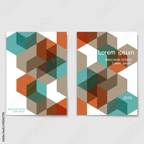 Modern brochure cover template with brown and blue cubes