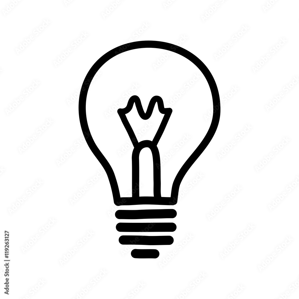 Black lightbulb drawing on white background Black lightbulb drawing on white background