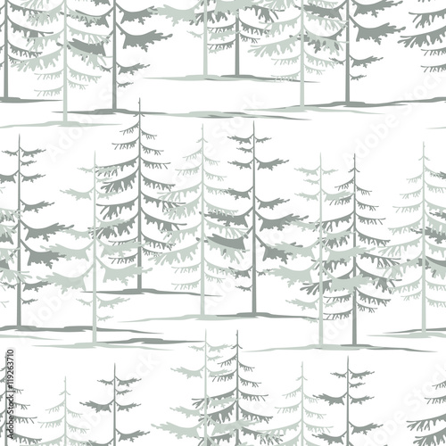 Fir tree winter day forest wallpaper design seamless texture pat
